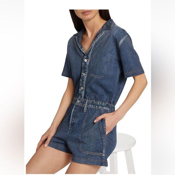 Rag & Bone Miramar Denim Cotton Romper Blue Women’s Size XS - Picture 7 of 14